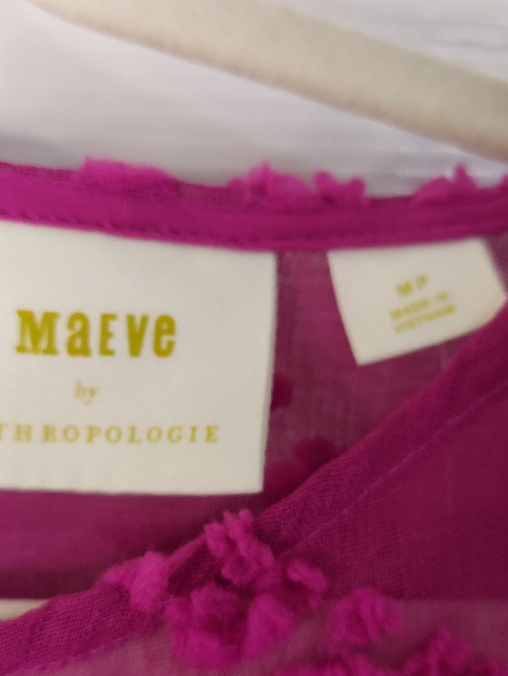 Maeve Blythe Dress, NEW!Size MP, Rose Magenta, PomPom Textured, Sheer - Picture 3 of 11